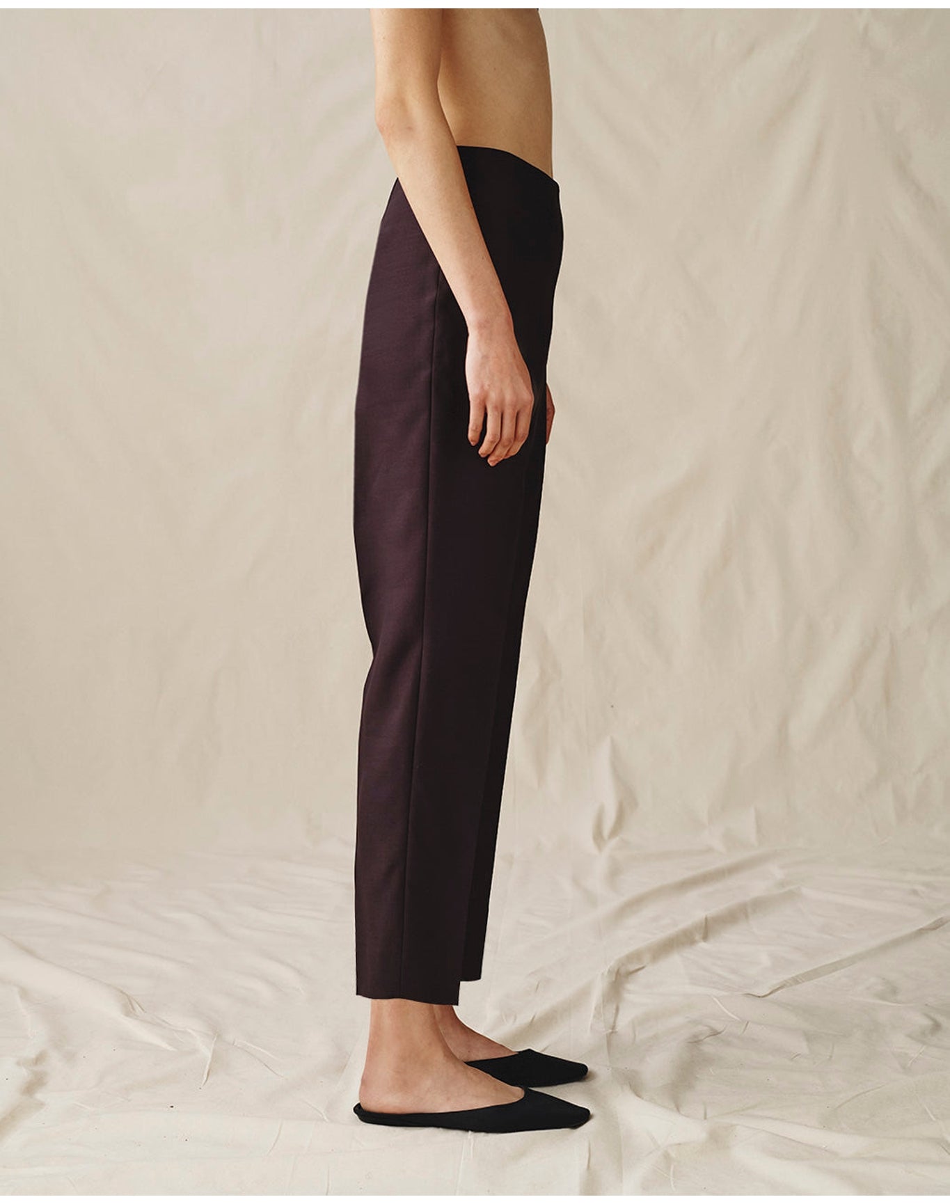 The Wool Silk Cigarette Pants | Plum