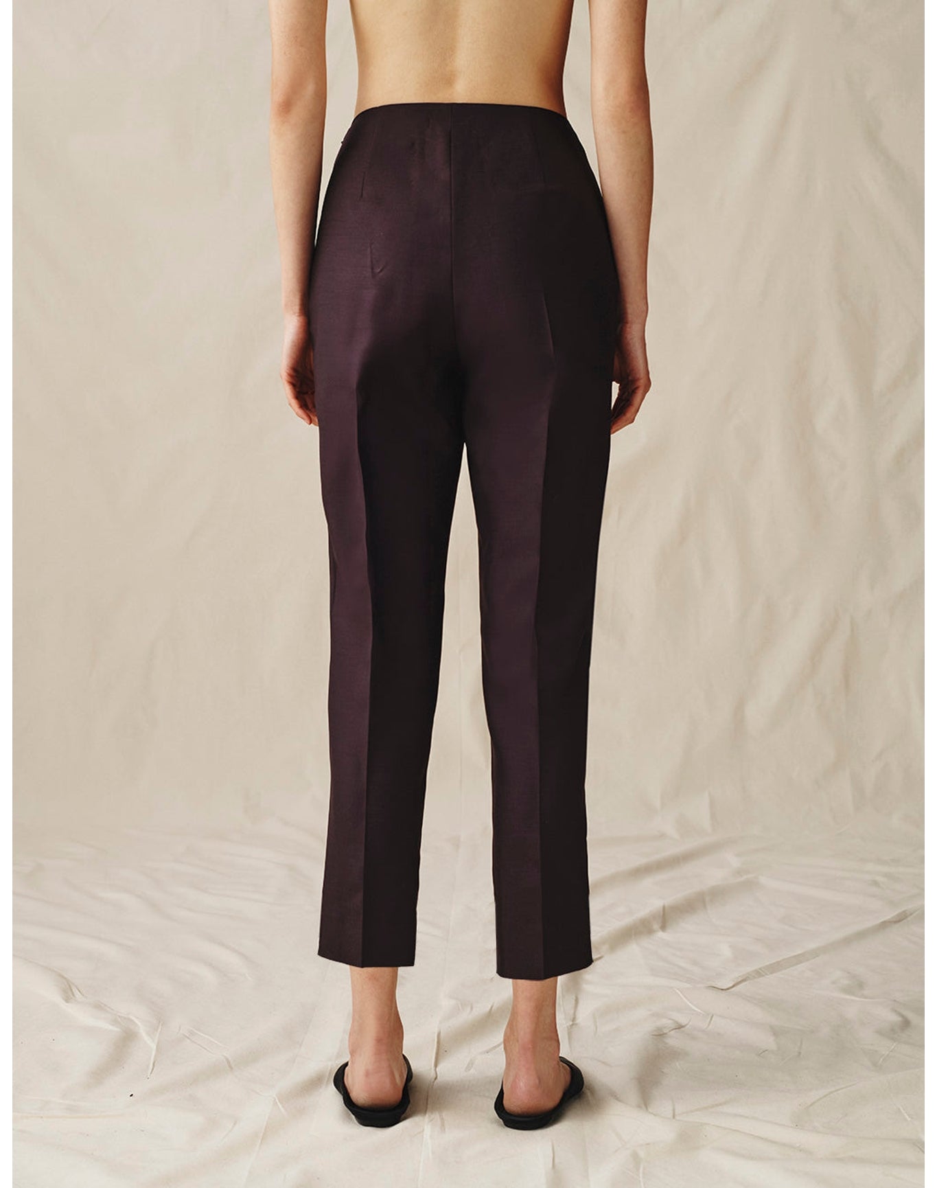 The Wool Silk Cigarette Pants | Plum