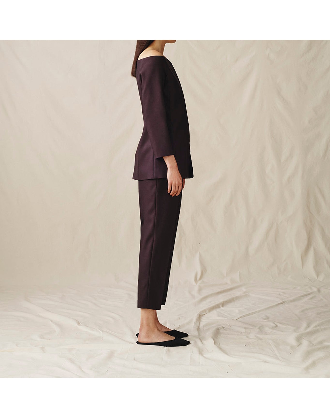 The Wool Silk Cigarette Pants | Plum