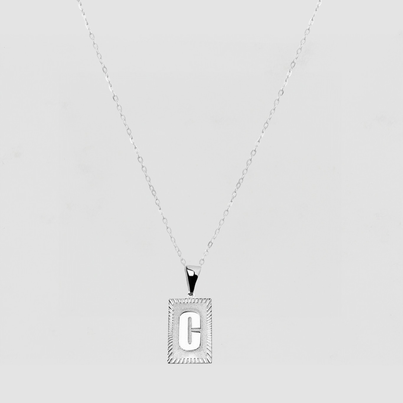 The Block Embossed Initial Pendant Necklace | Sterling Silver