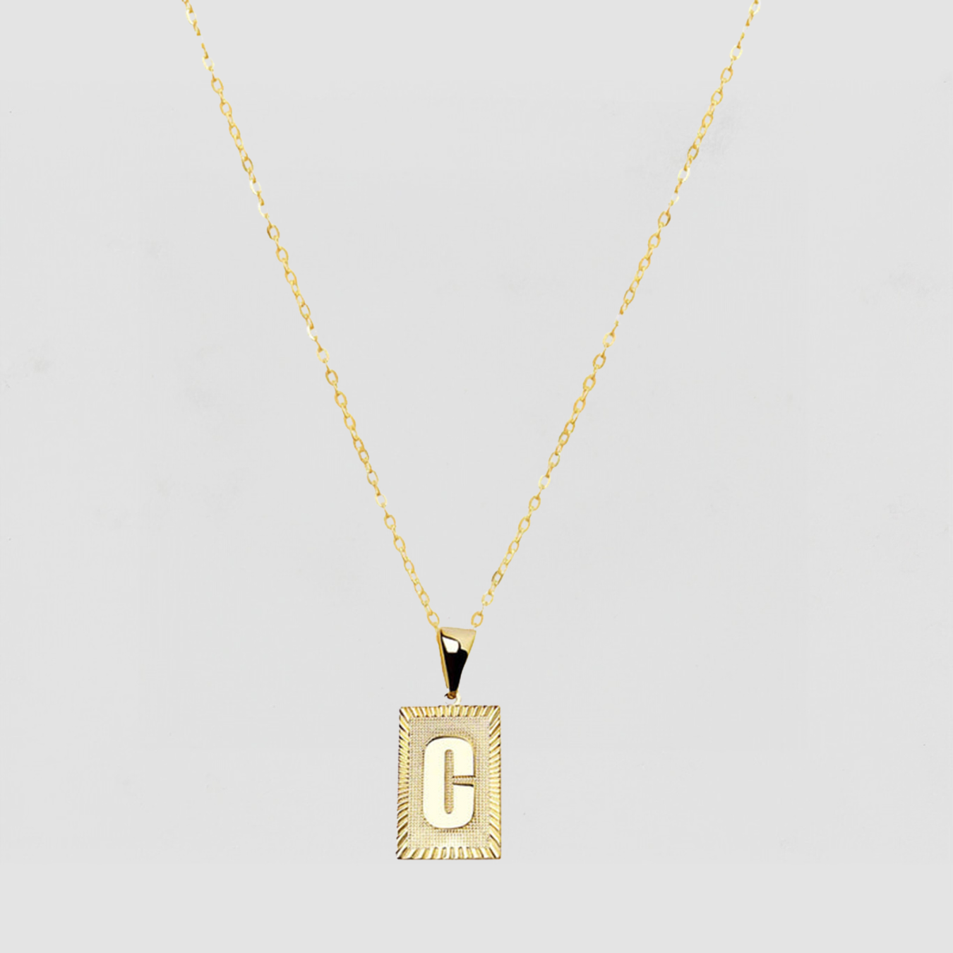 The Block Embossed Initial Pendant Necklace | Gold Vermeil