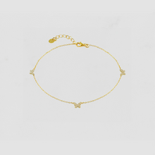 The Pave' Butterfly Anklet | Gold