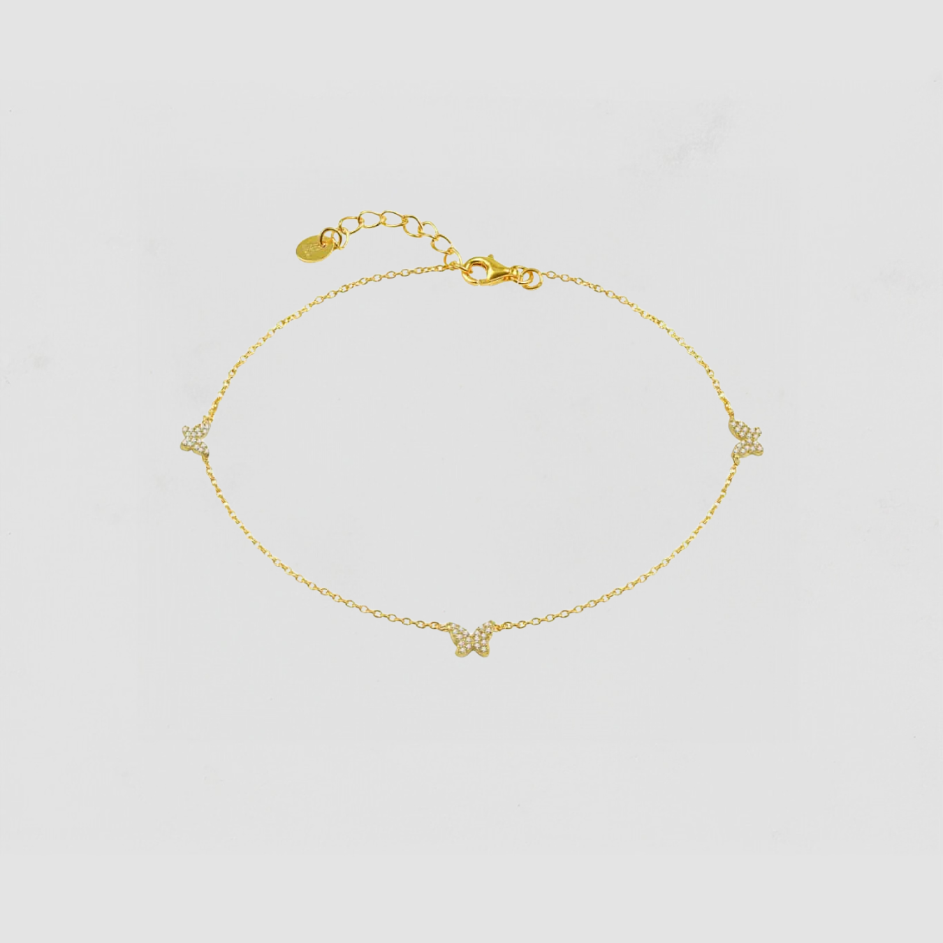 The Pave' Butterfly Anklet | Gold