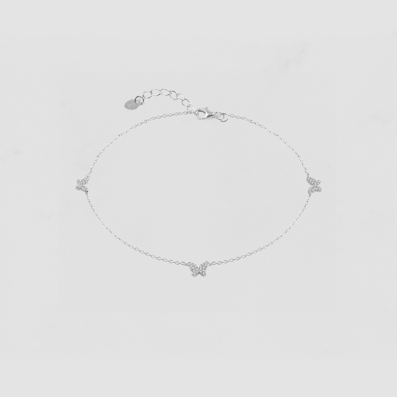 The Pave' Butterfly Anklet | Silver