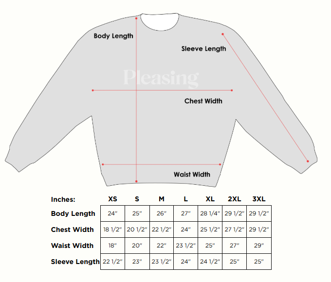 Product size guide