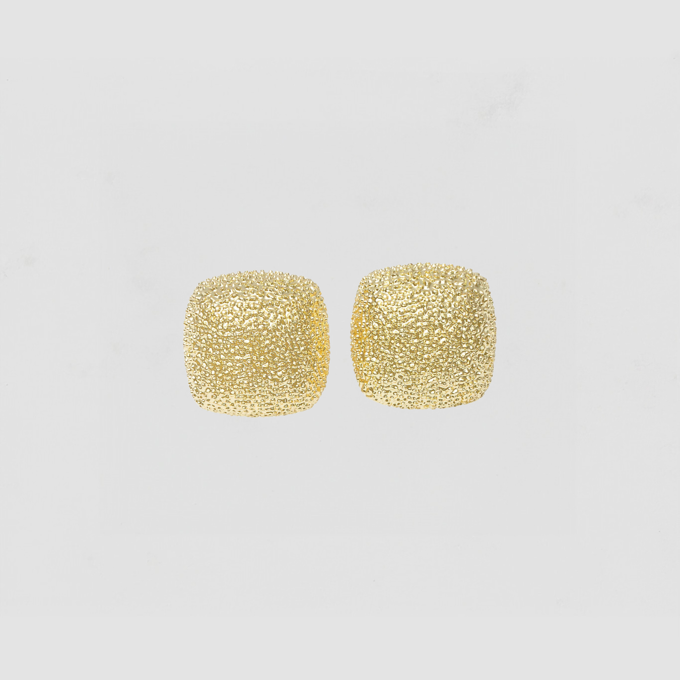The Textured Square Heirloom Earring Studs | Gold