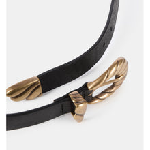 Thin Leather Double Buckle Belt | Women | Black