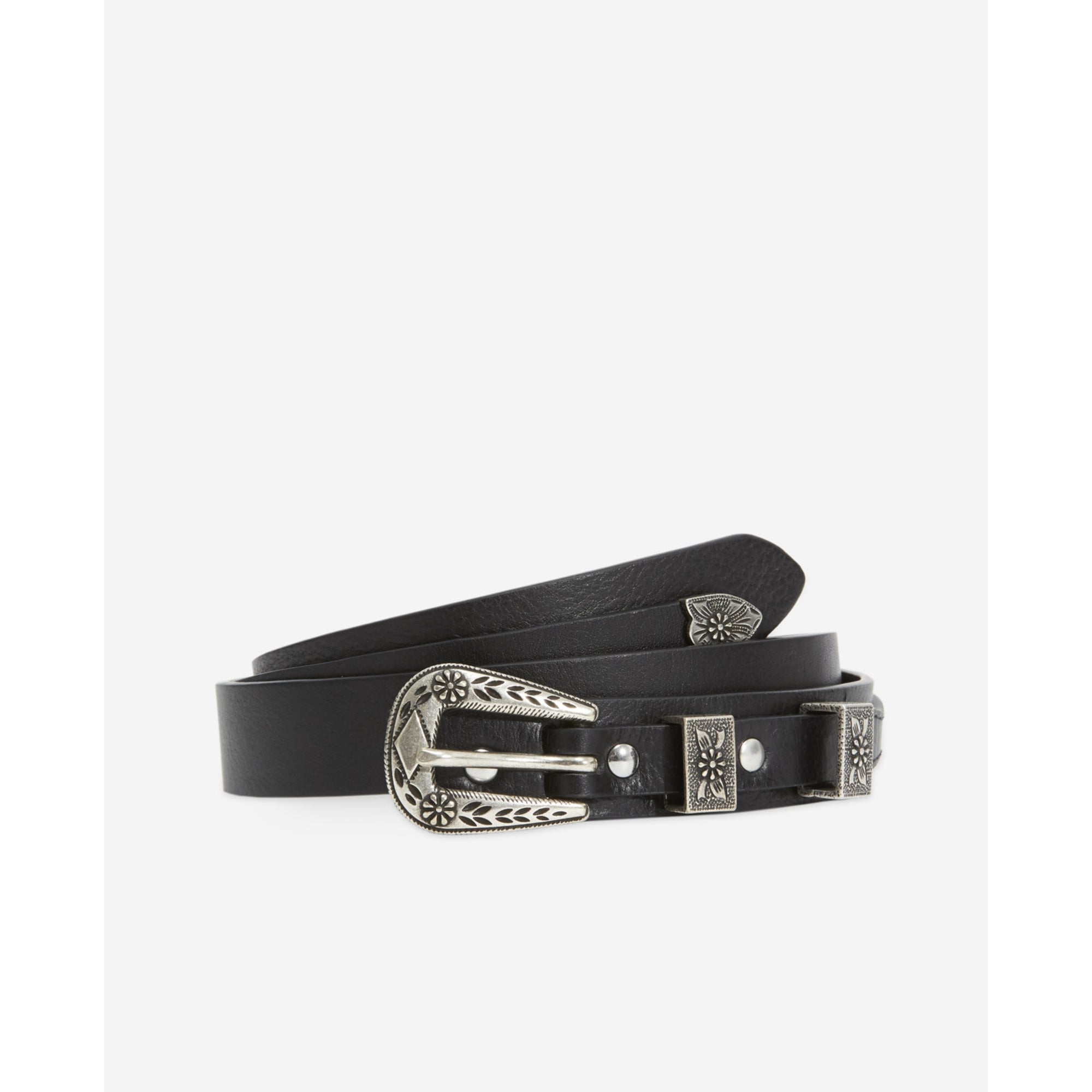 Thin Smooth Leather Belt | Women | Black