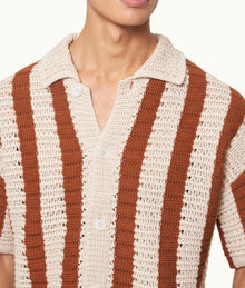 Thomas Crochet Relaxed Fit Crochet Stitch Organic Cotton Shirt | Canela/Cashew