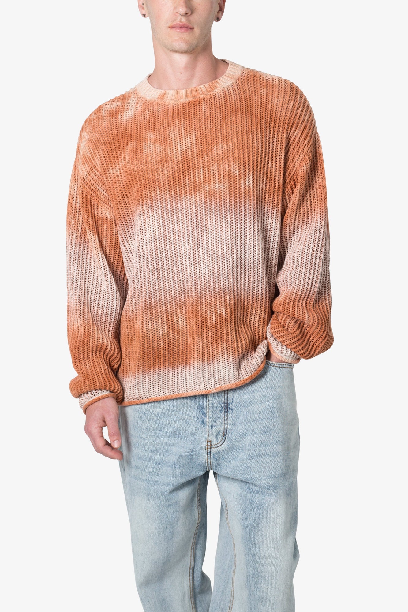 Tie Dye Open Knit Sweater | Orange