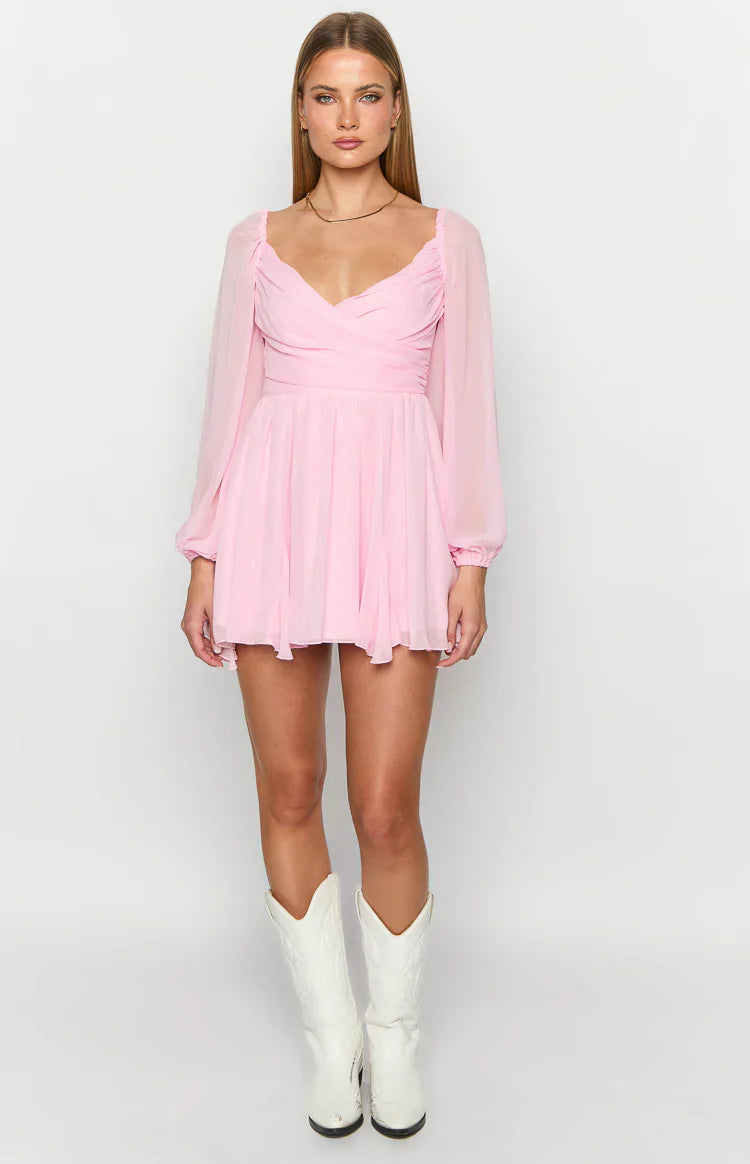 Tiffany Long Sleeve Mini Dress | Pink