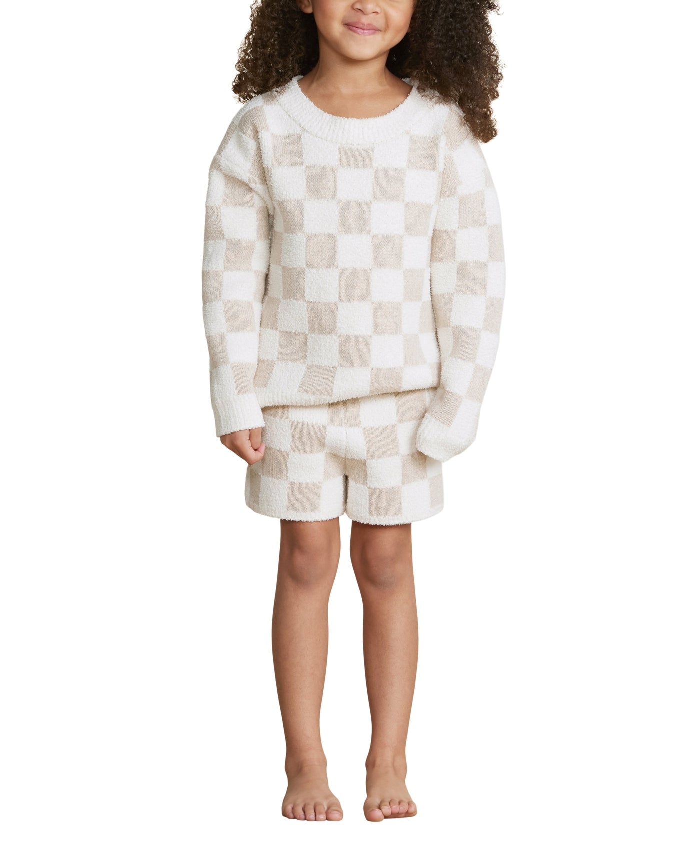 Toddler | Cozychic Cotton Checkered Short | Oatmeal-Cream