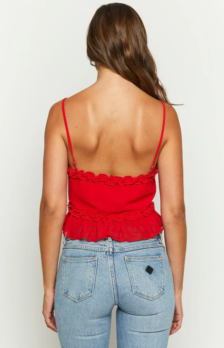 Tora Frill Cami | Red