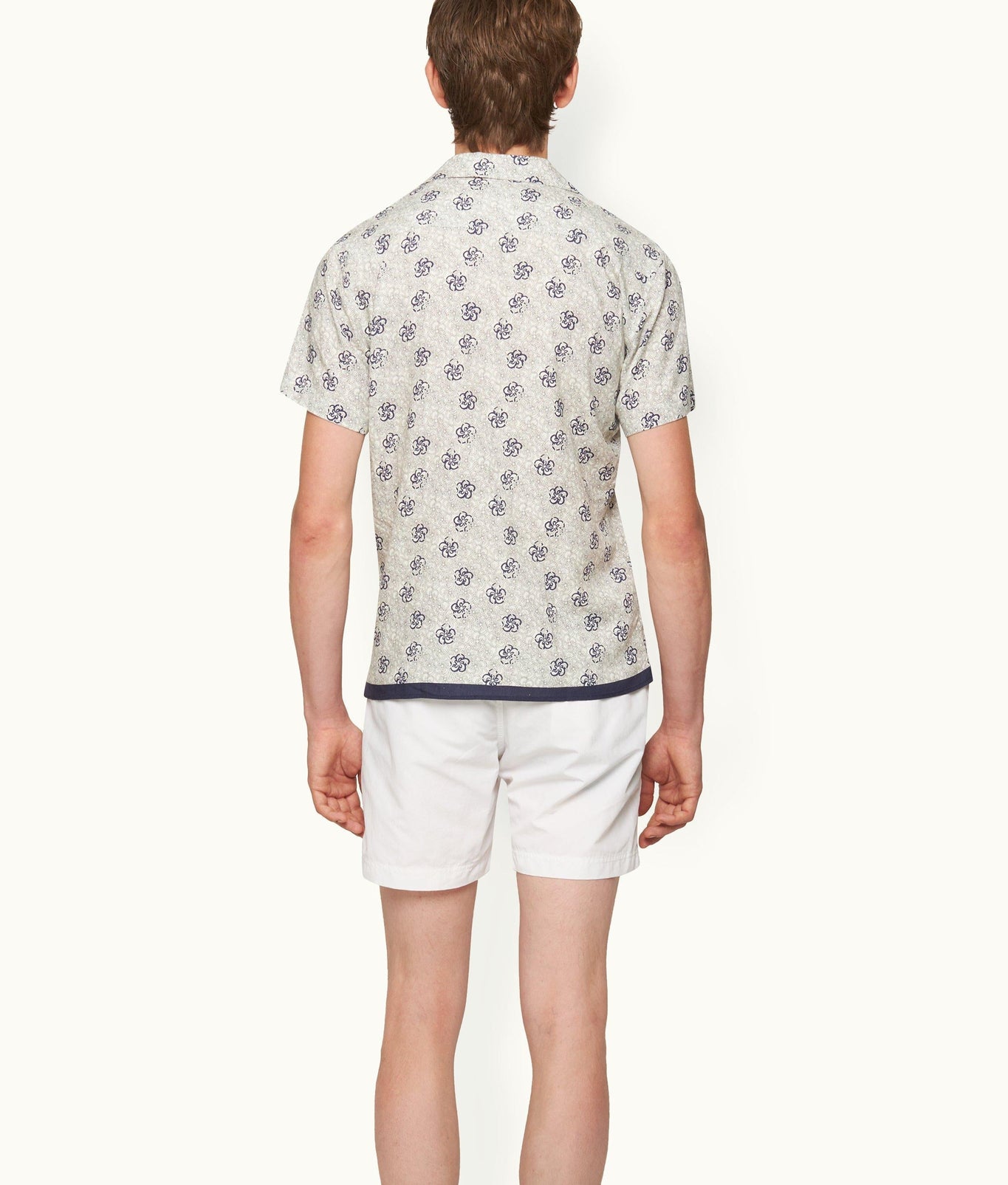 Travis Floral Print Capri Collar Shirt | White Sand