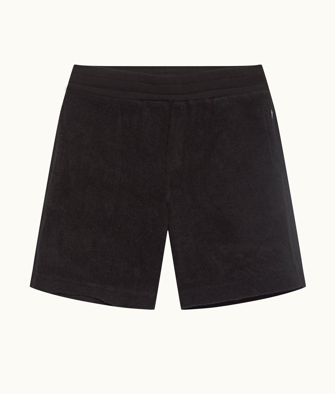 Trevone Classic Fit Stripe Seam Towelling Sweat Shorts | Black