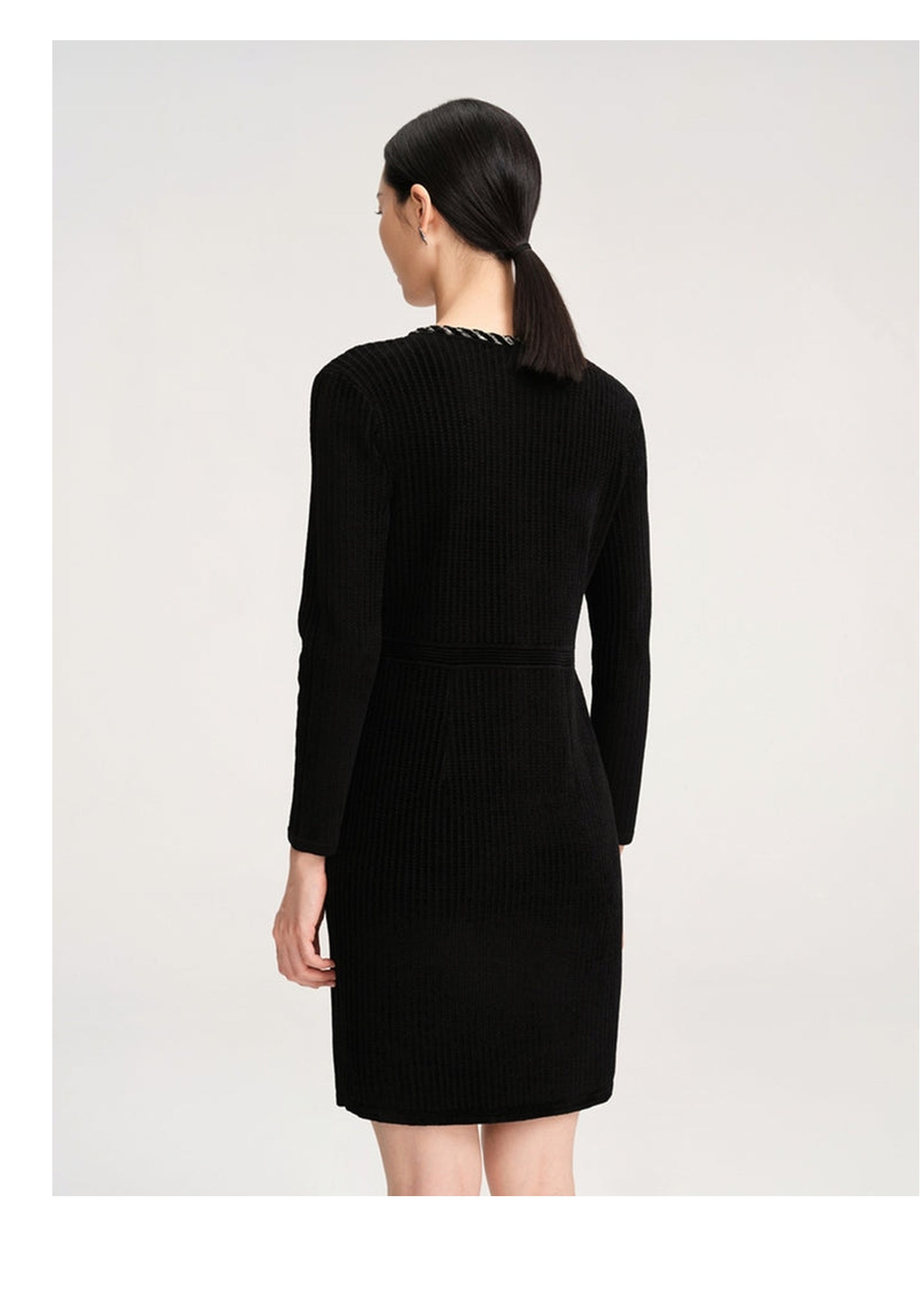 Trimmed Knit Dress | Black