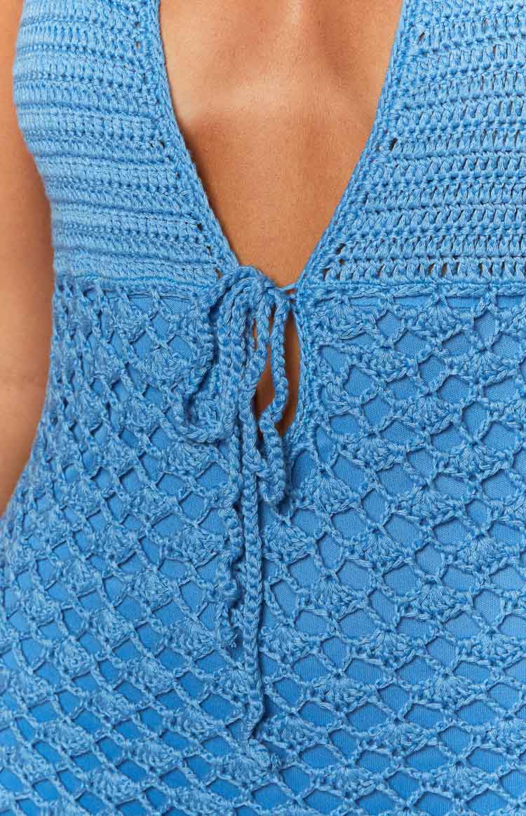 Tulip Crochet Mini Dress | Blue