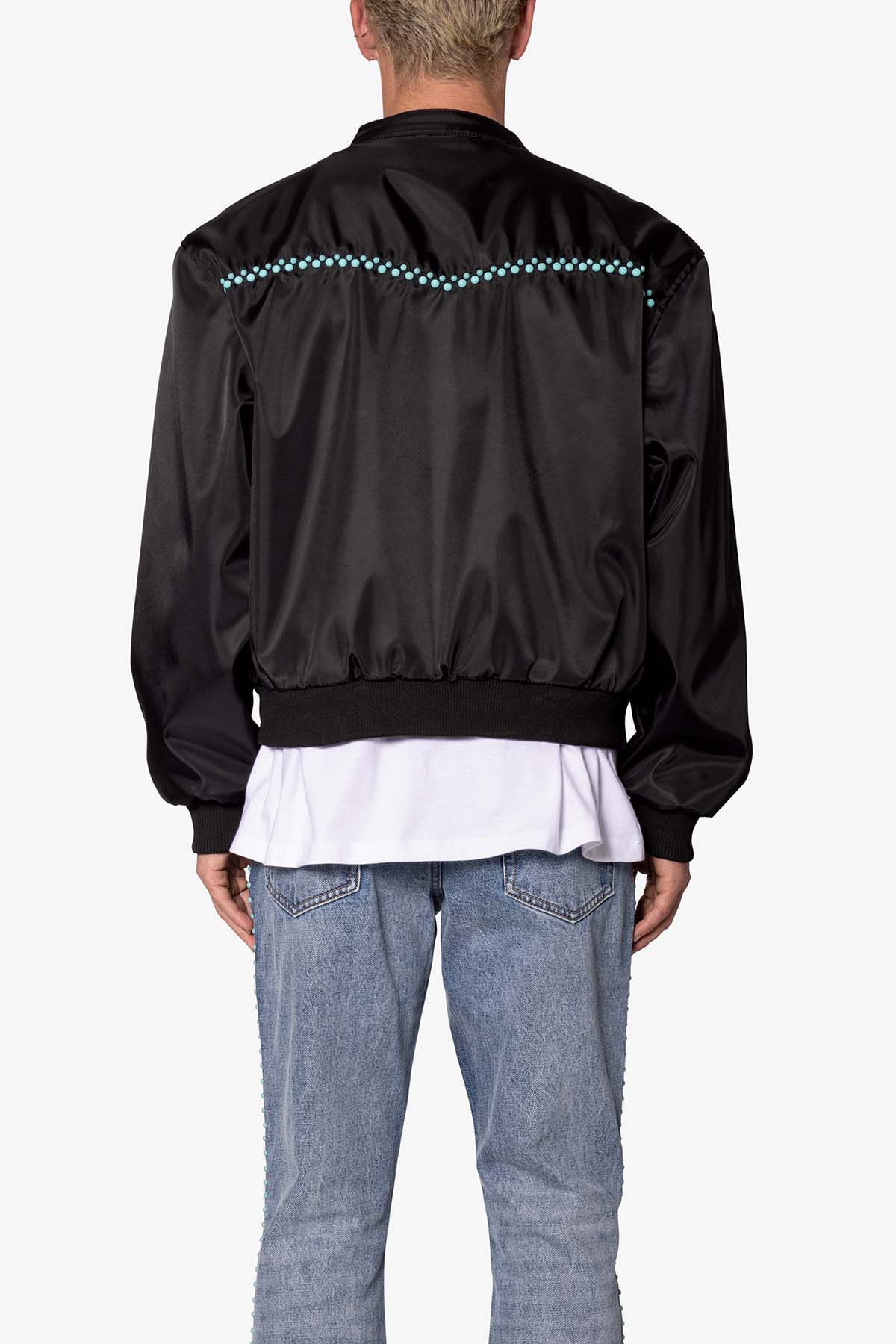 Turquoise Studded Snap Jacket | Black
