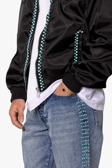 Turquoise Studded Snap Jacket | Black
