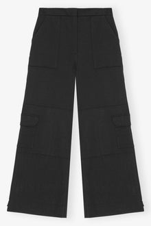 Twill Suiting Cargo Trousers | Black