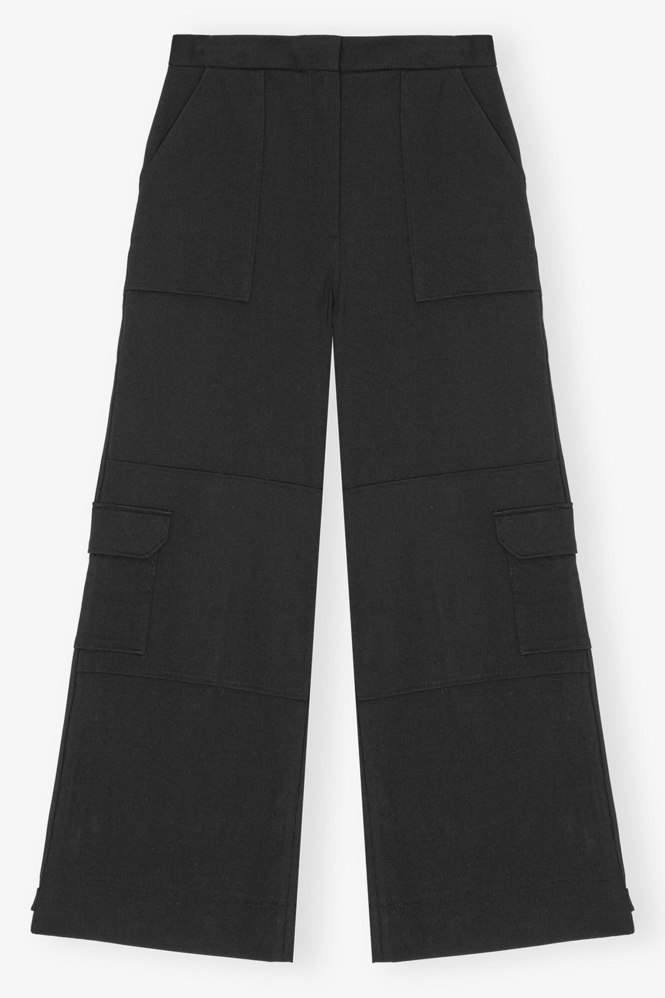 Twill Suiting Cargo Trousers | Black