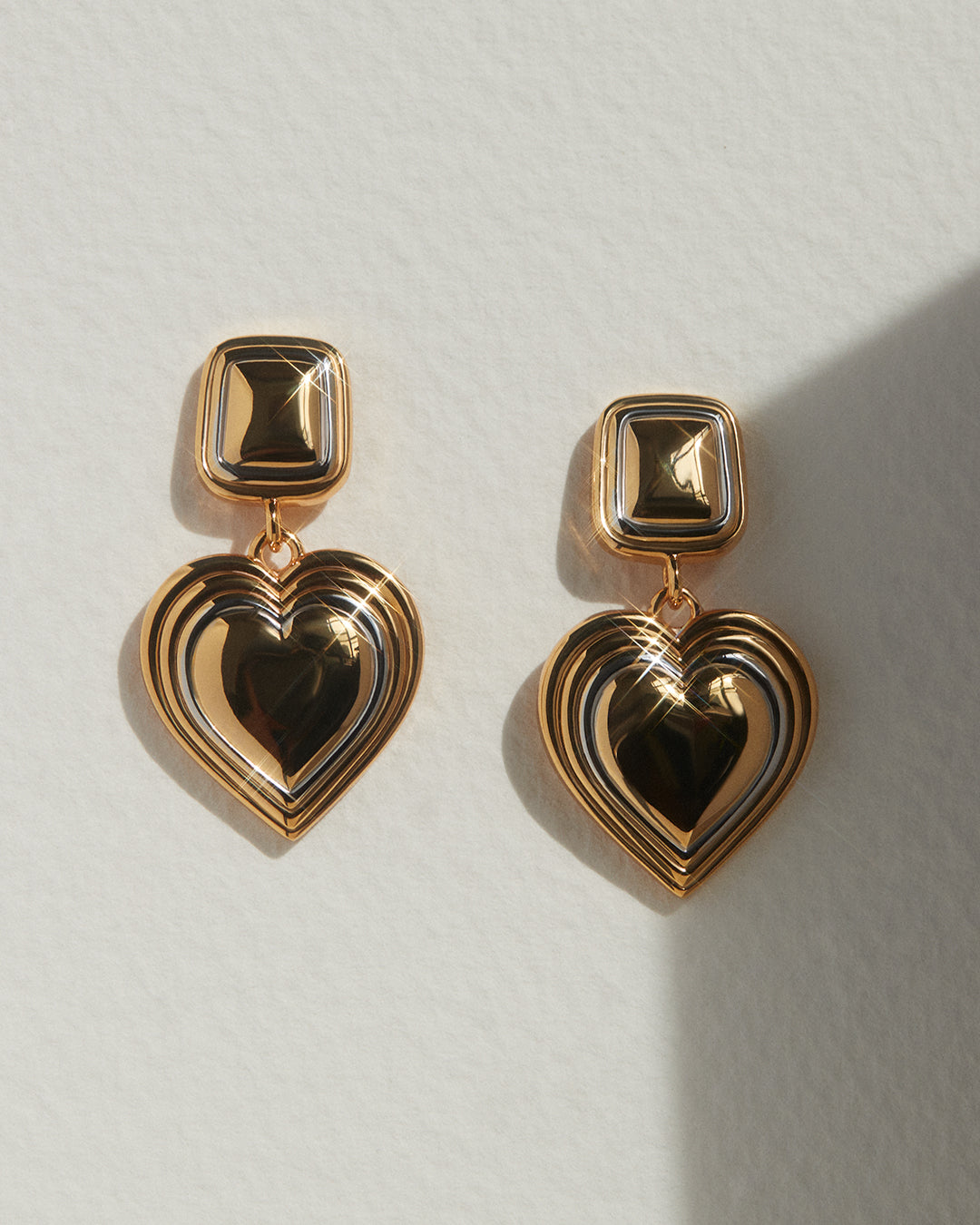 Two-Tone Heart Earrings | Gold/Silver
