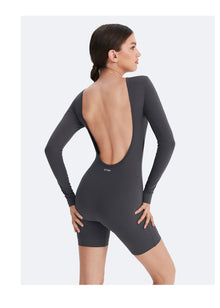 U-back Long Sleeve Bodysuit | Slate Gray