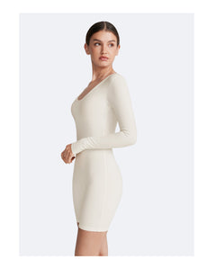 U-back Long Sleeve Bodysuit | White