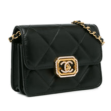 Chanel | Pre-Owned Quilted Calfskin Strass Clutch With Chain Flap | Black