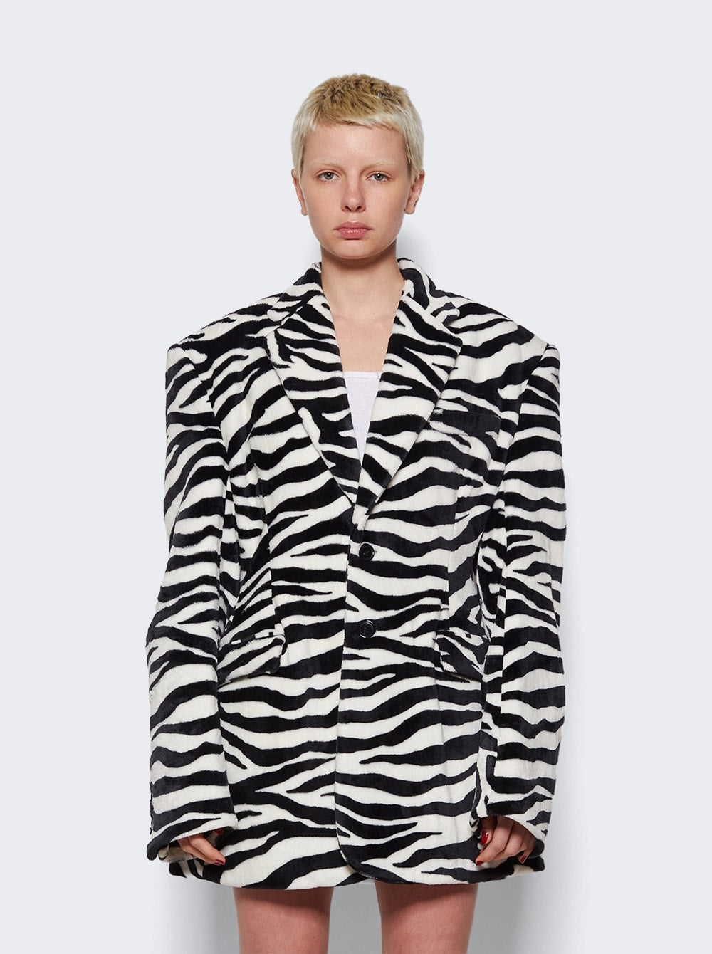 Women | VETEMENTS | Fleece Hourglass Tailored Jacket | Zebra