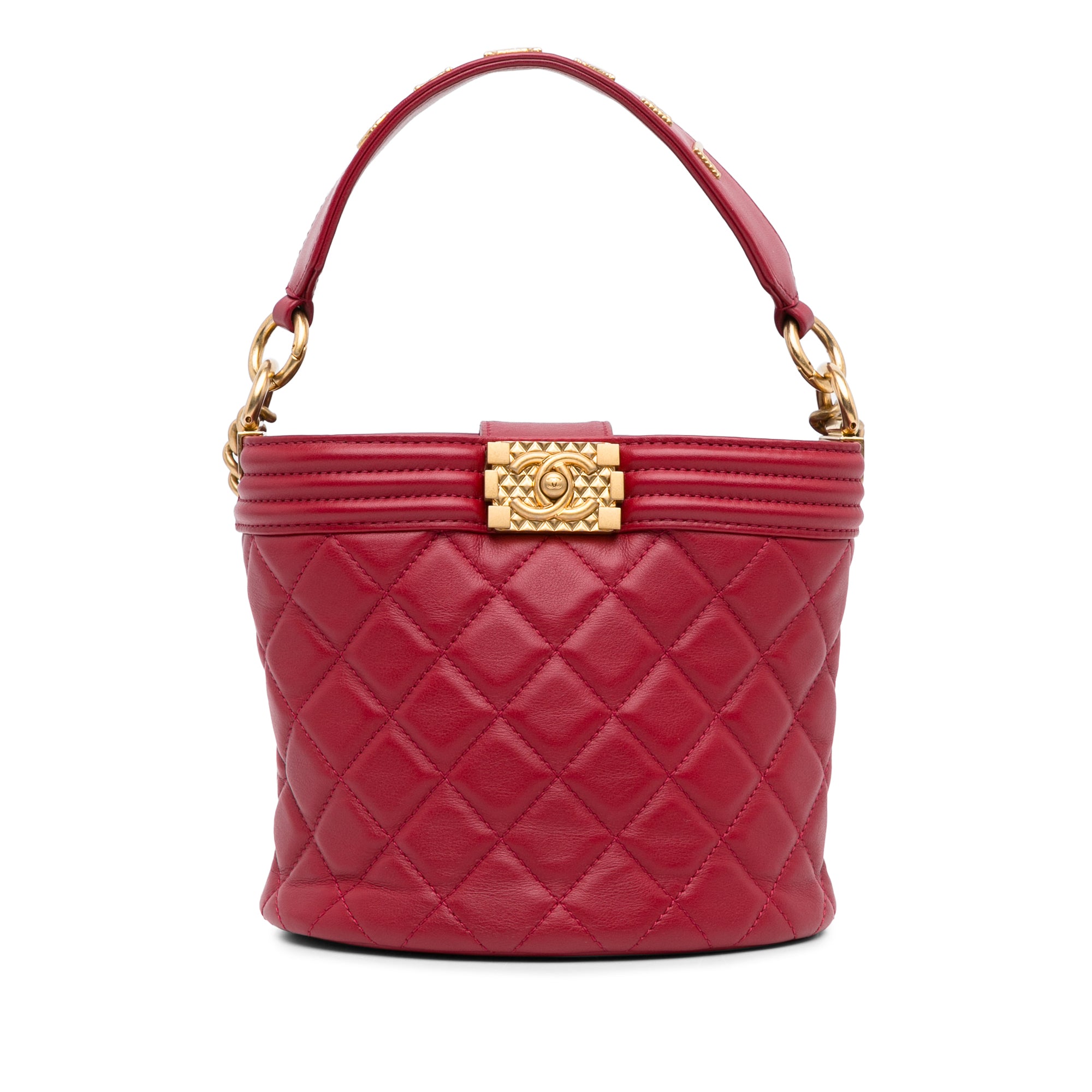 Chanel | Pre-Owned Calfskin Boy Bucket Bag | Red