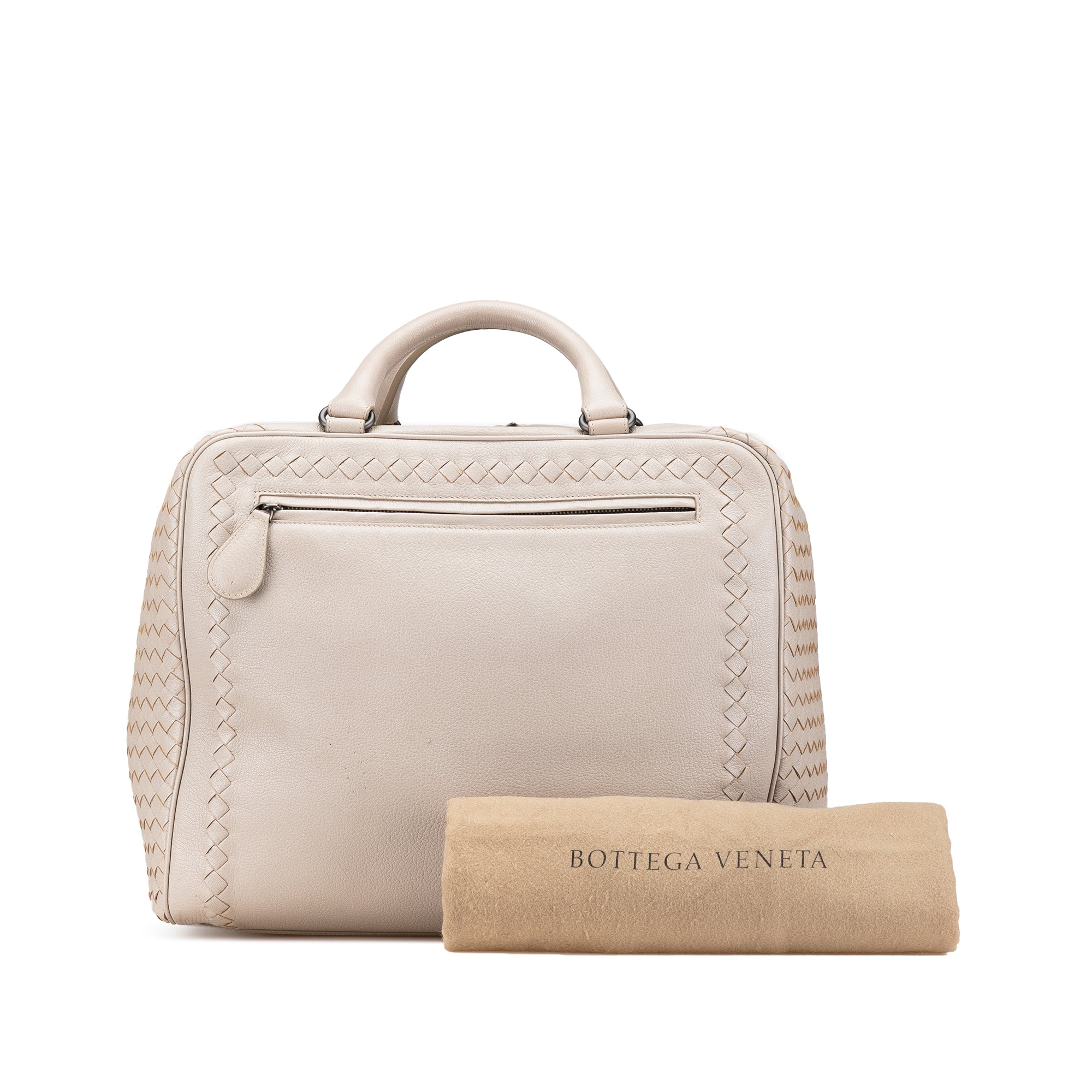 Bottega Veneta | Pre-Owned Nappa Intrecciato Handbag | Brown/Light Beige
