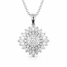 1.00 CT Round/Baguette Natural Diamond | Pendant Necklace | 14K White Gold | J Color | K-I1 Clarity