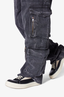 Ultra Baggy Asphalt Cargo Denim | Washed Black