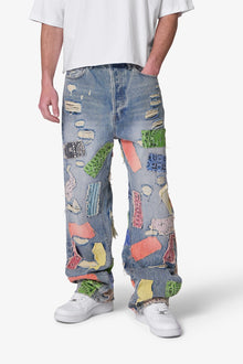 Ultra Baggy Bandana Patch Denim | Blue x Multi