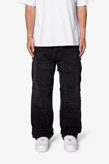 Ultra Baggy Dirty Rain Cargo Denim | Black