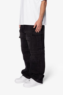 Ultra Baggy Dirty Rain Cargo Denim | Black