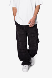 Ultra Baggy Dirty Rain Cargo Denim | Black
