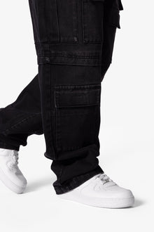 Ultra Baggy Dirty Rain Cargo Denim | Black