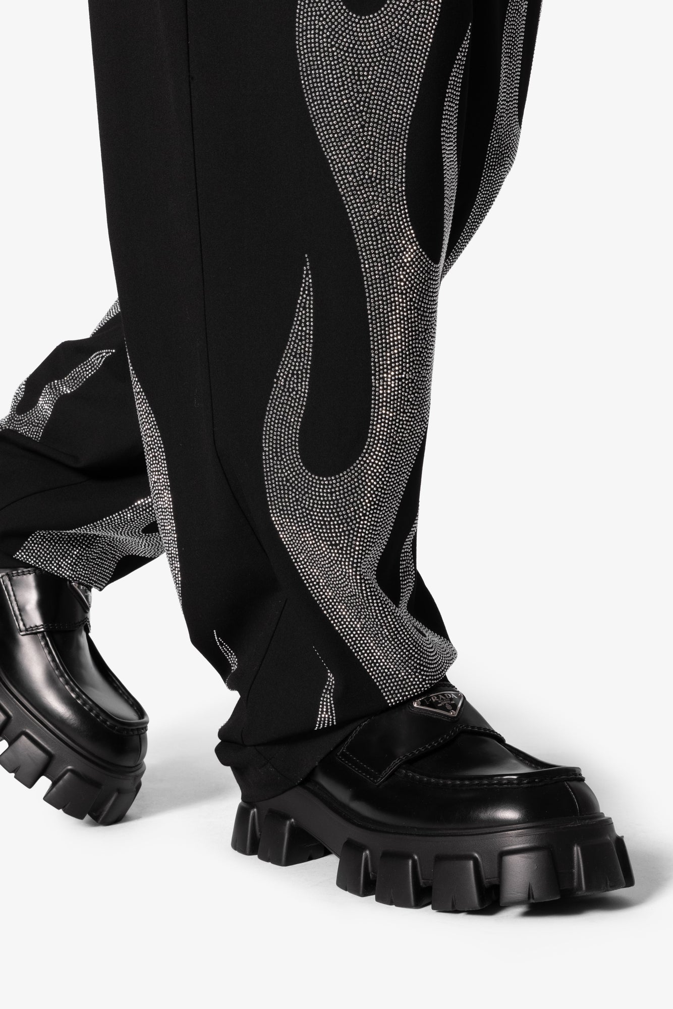 Ultra Baggy Flame Crystal Pants | Black