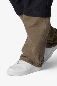 Ultra Baggy Leather Canvas Pants | Brown x Black