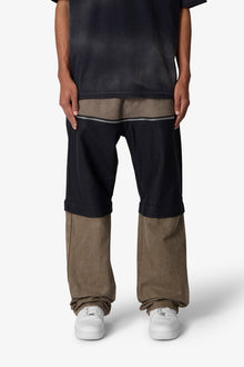 Ultra Baggy Leather Canvas Pants | Brown x Black