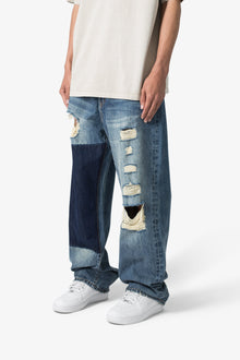 Ultra Baggy One Knee Thrashed Denim | Blue