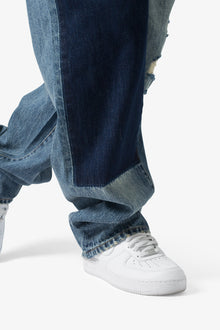 Ultra Baggy One Knee Thrashed Denim | Blue