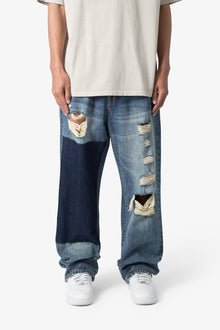 Ultra Baggy One Knee Thrashed Denim | Blue