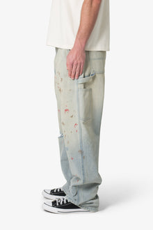 Ultra Baggy Painted Work Denim | Vintage Blue