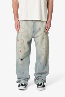 Ultra Baggy Painted Work Denim | Vintage Blue