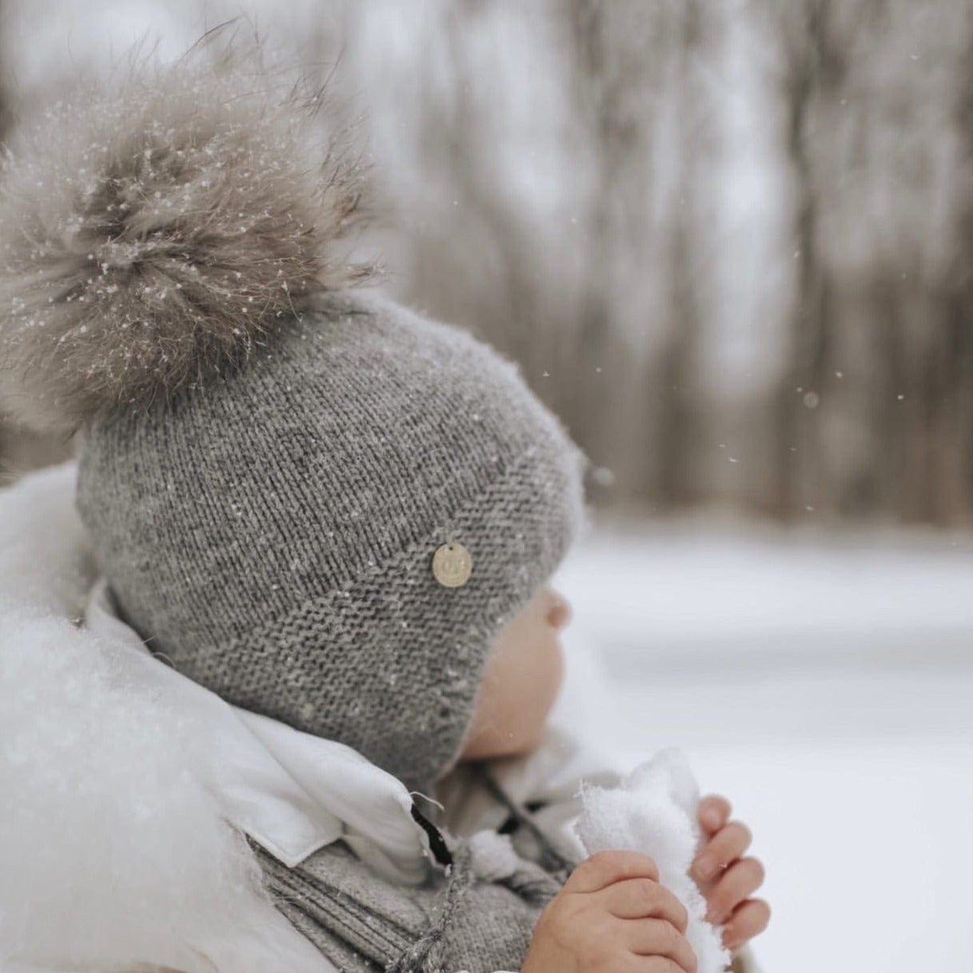 Unisex | Cashmere Aviator Pom Hat Grey | Gray