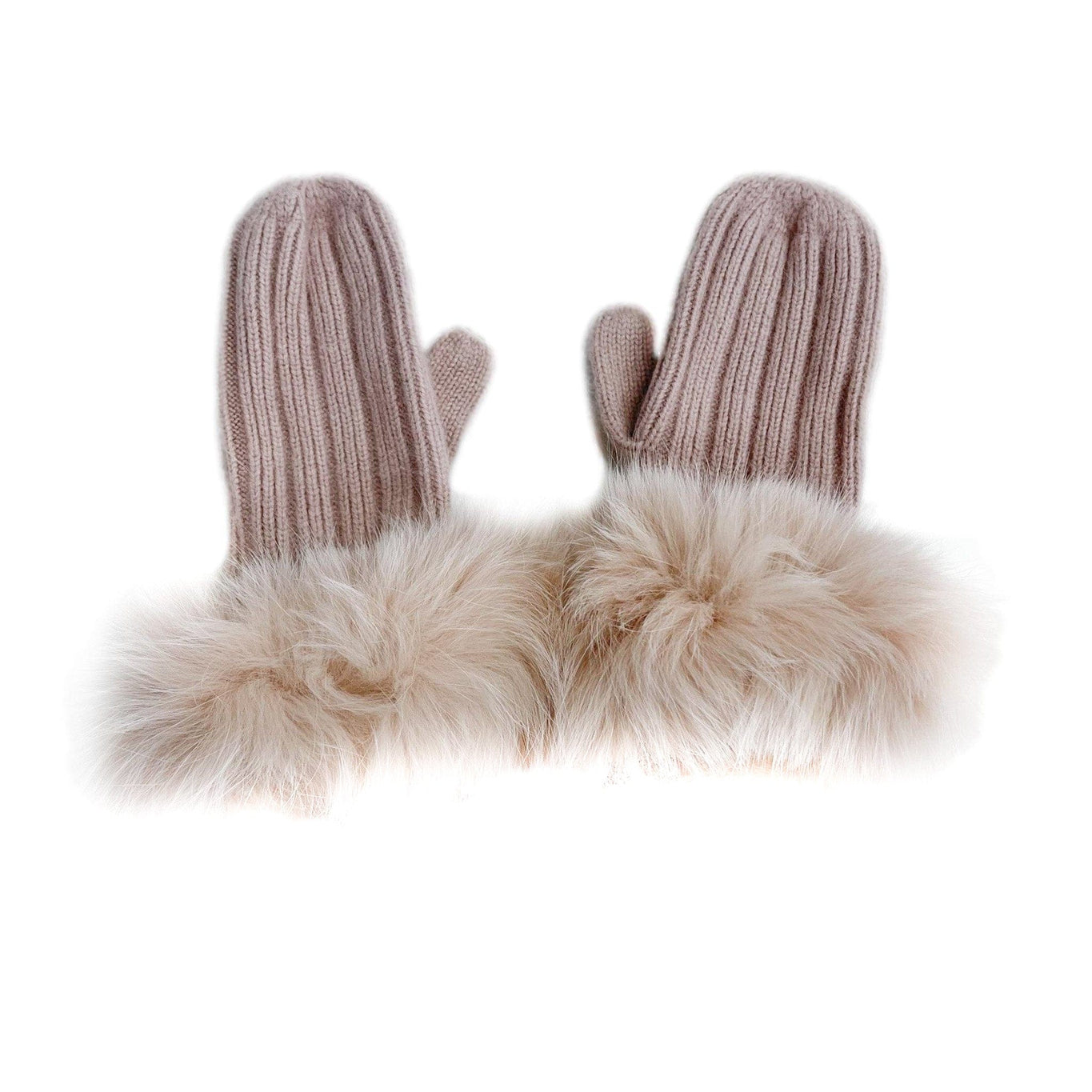 Unisex | Cashmere Latte Fur Trim Mittens | Pink