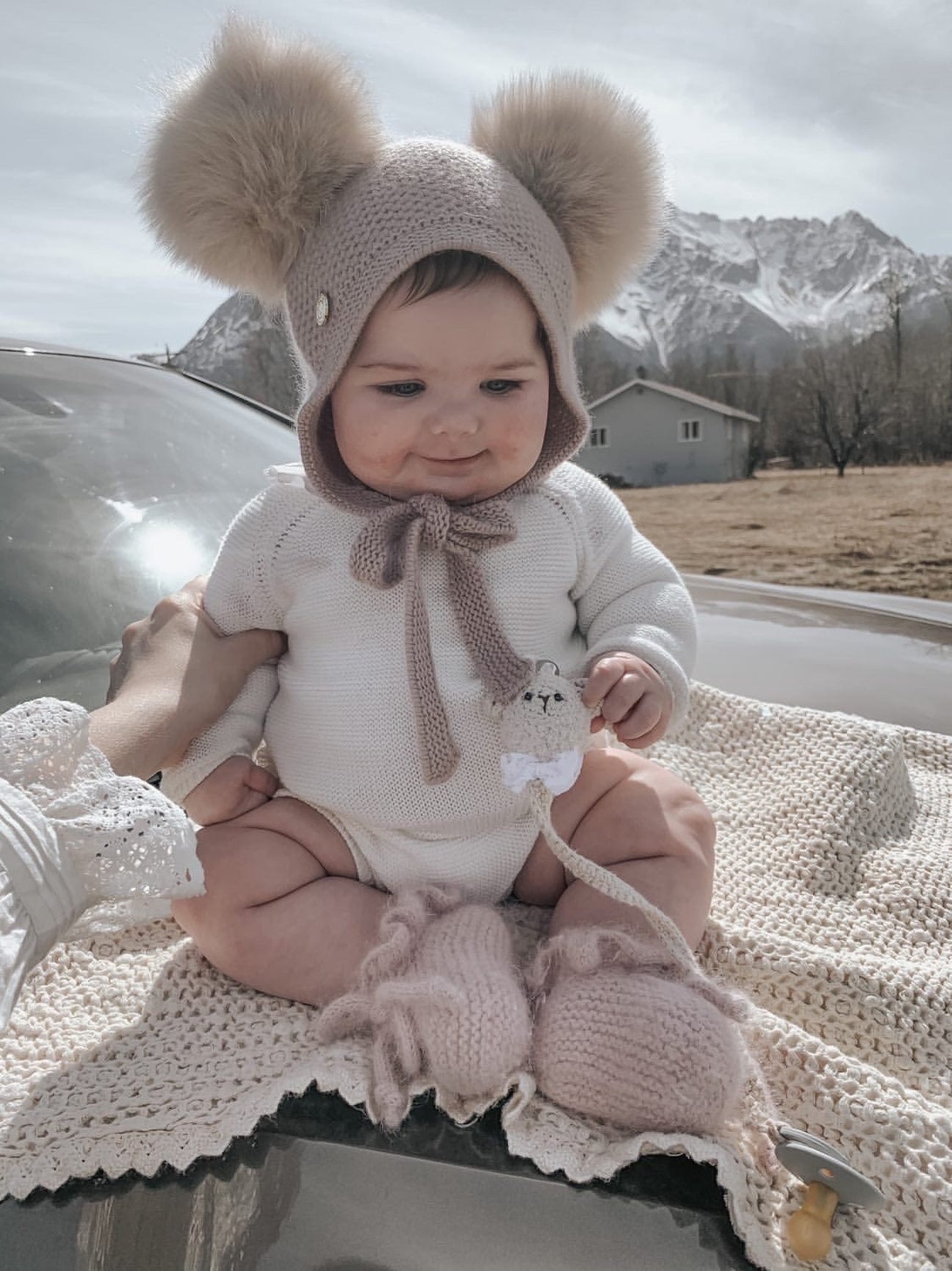 Unisex | Honeycomb Dusty Cashmere Bonnet | Pink